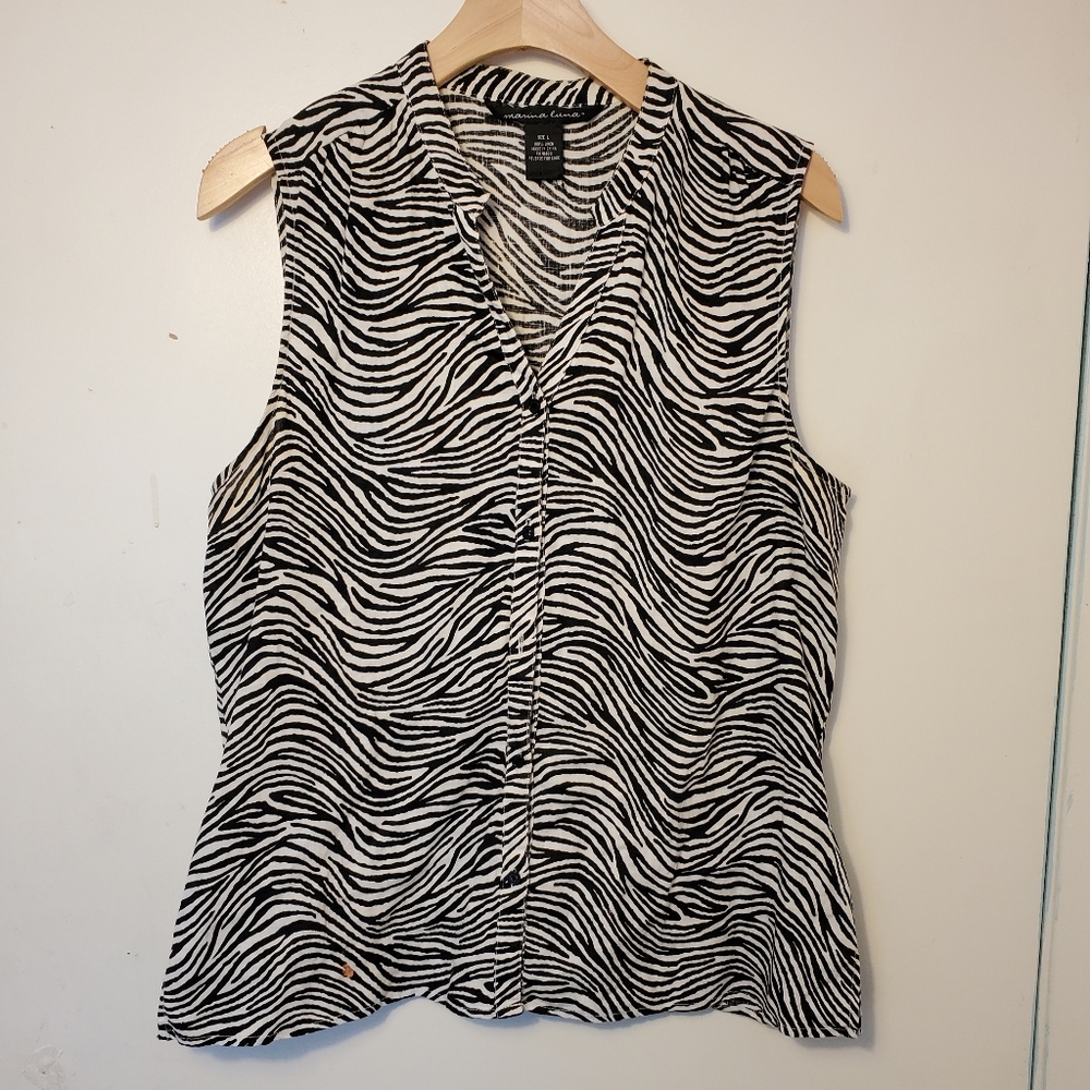 Marina Luna Black White Zebra Print Women's vest